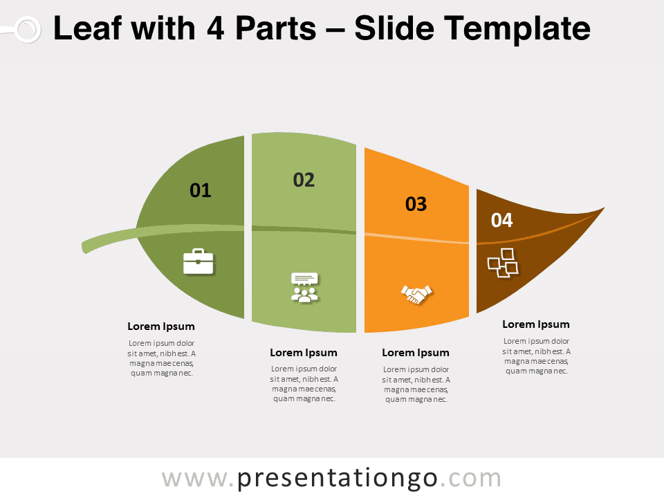 Hoja Con 4 Partes - Diagrama Gratis Para PowerPoint Y Google Slides