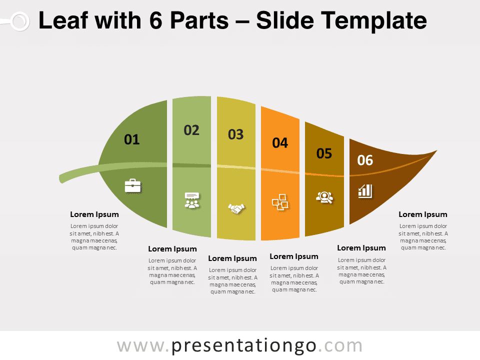 Hoja Con 6 Partes - Diagrama Gratis Para PowerPoint Y Google Slides