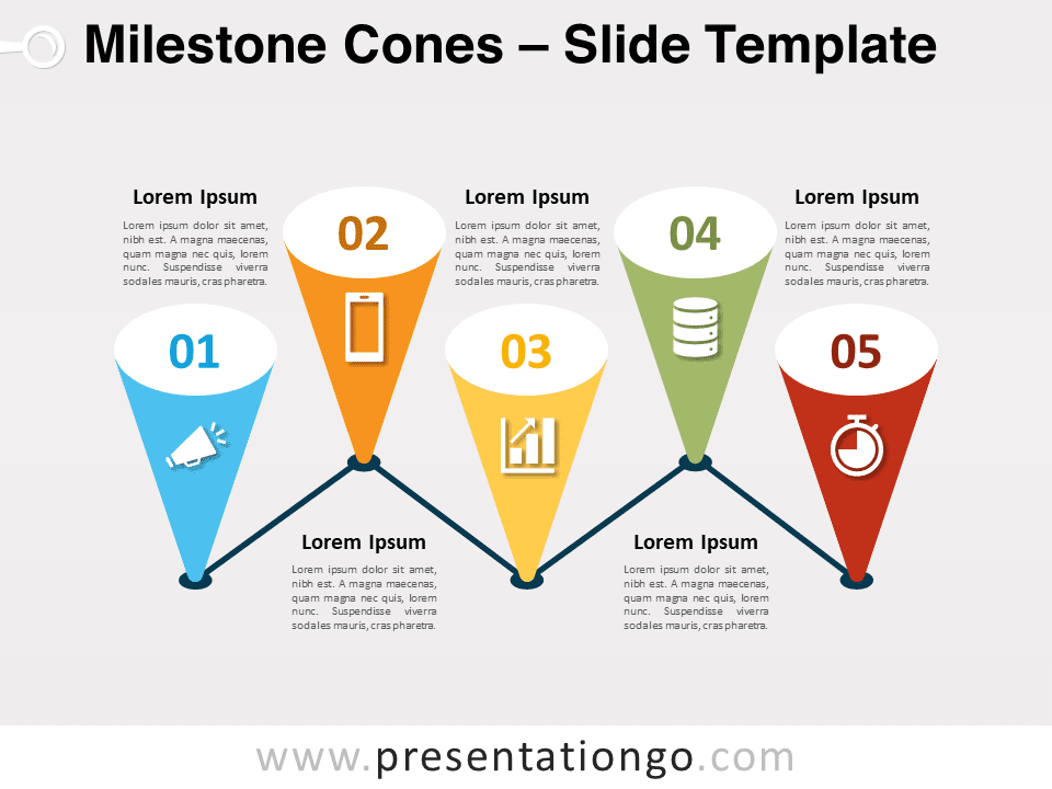 Conos de Hitos Gráfico Gratis Para PowerPoint Y Google Slides
