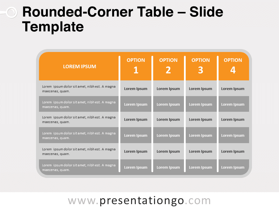 Tabla Con Esquinas Redondeadas - Gráfico Gratis Para PowerPoint Y Google Slides
