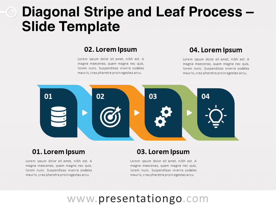 Proceso de Hojas Y Rayas Diagonales - Diagrama Gratis Para PowerPoint Y Google Slides
