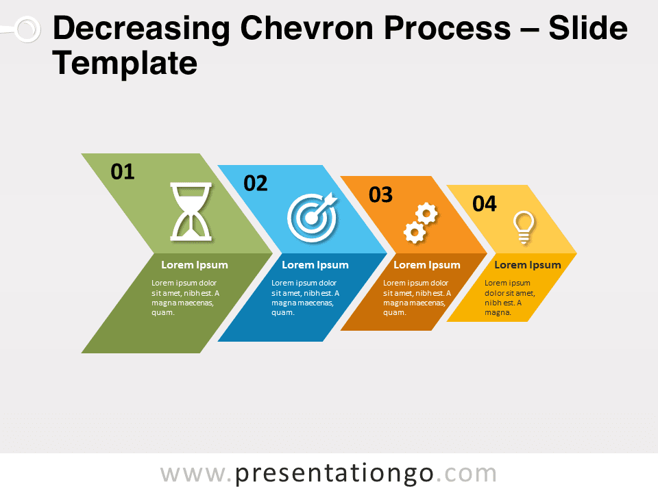 Proceso de Chevron Decreciente Diagrama Gratis Para PowerPoint Y Google Slides