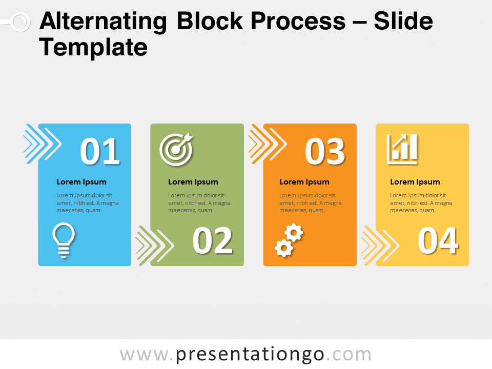 Proceso de Bloque Alternante - Gráfico Gratis Para PowerPoint Y Google Slides