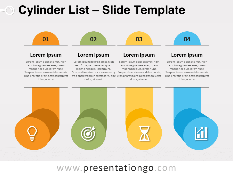 Lista de Cilindros - Gráfico Gratis Para PowerPoint Y Google Slides