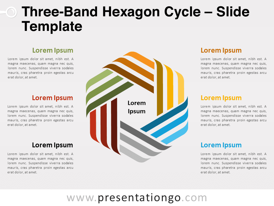 Ciclo de Hexágonos de Tres Bandas - Diagrama Gratis Para PowerPoint Y Google Slides