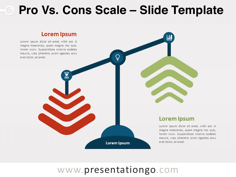 Escala de Pros vs. Contras - Gráfico Gratis Para PowerPoint Y Google Slides