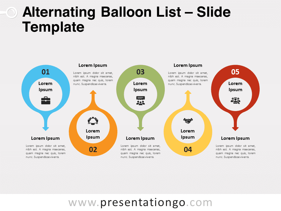 Lista de Globos Alternados Gráfico Gratis Para PowerPoint Y Google Slides