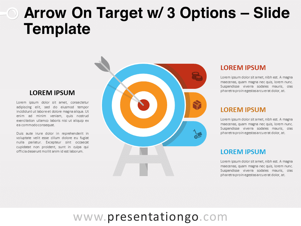 Flecha en El Objetivo Con 3 Opciones - Gráfico Gratis Para PowerPoint Y Google Slides