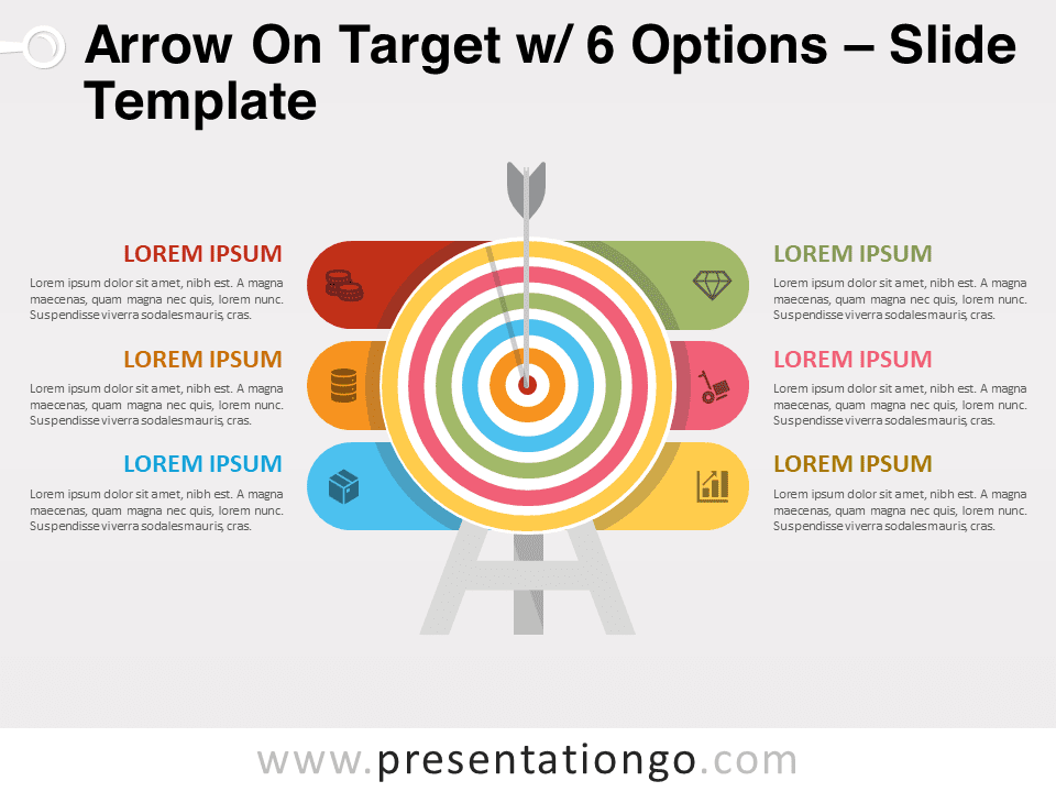 Flecha en El Objetivo Con 6 Opciones - Gráfico Gratis Para PowerPoint Y Google Slides