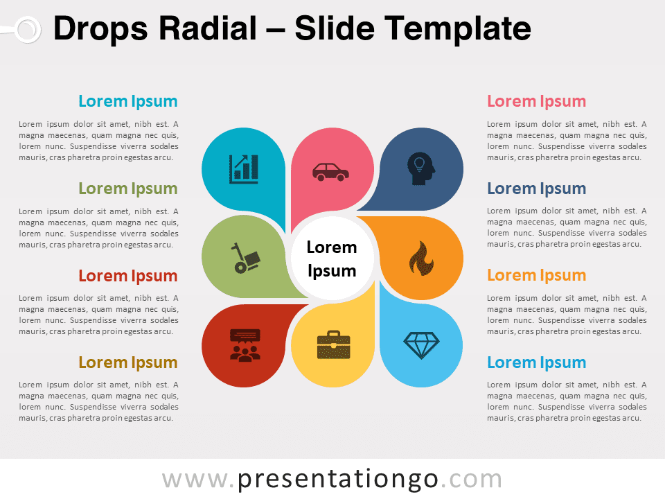 Gotas Radiales Diagrama Gratis Para PowerPoint Y Google Slides