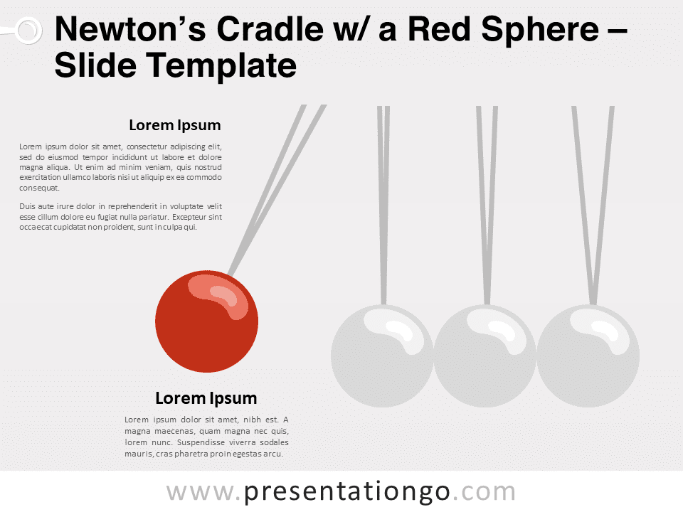 Péndulo de Newton Con Una Esfera Roja - Gráfico Gratis Para PowerPoint Y Google Slides