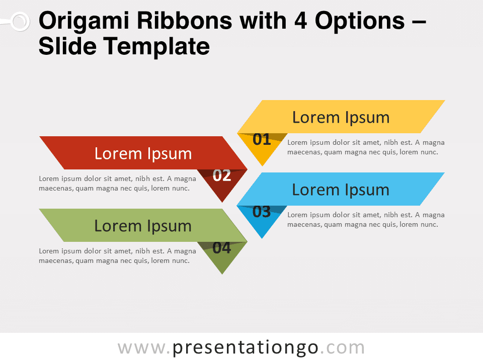 Origami Cintas Con 4 Opciones - Gráfico Gratis Para PowerPoint Y Google Slides