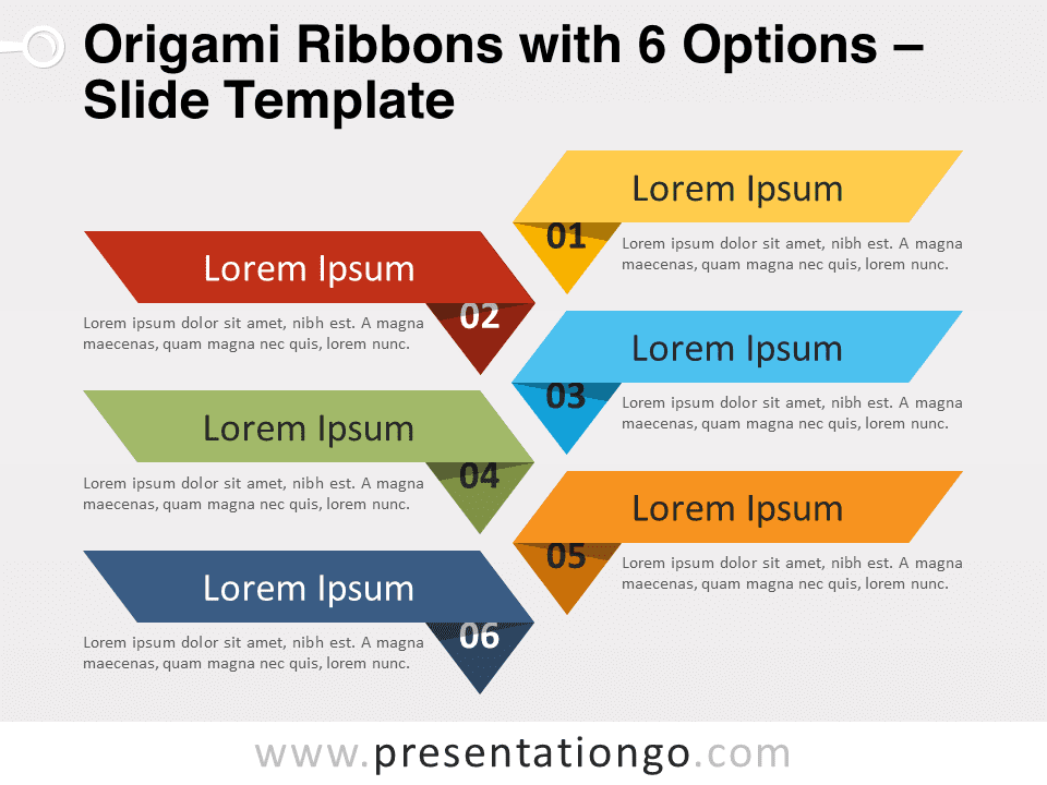 Cintas de Origami Con 6 Opciones - Gráfico Gratis Para PowerPoint Y Google Slides