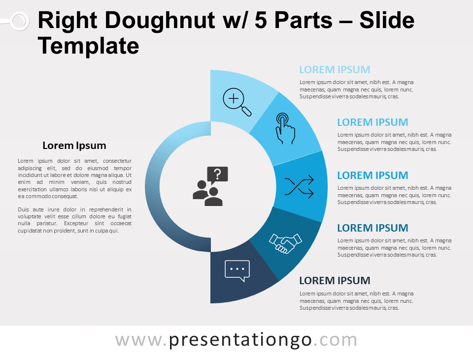 Dona Derecha Con 5 Partes - Diagrama Gratis Para PowerPoint Y Google Slides