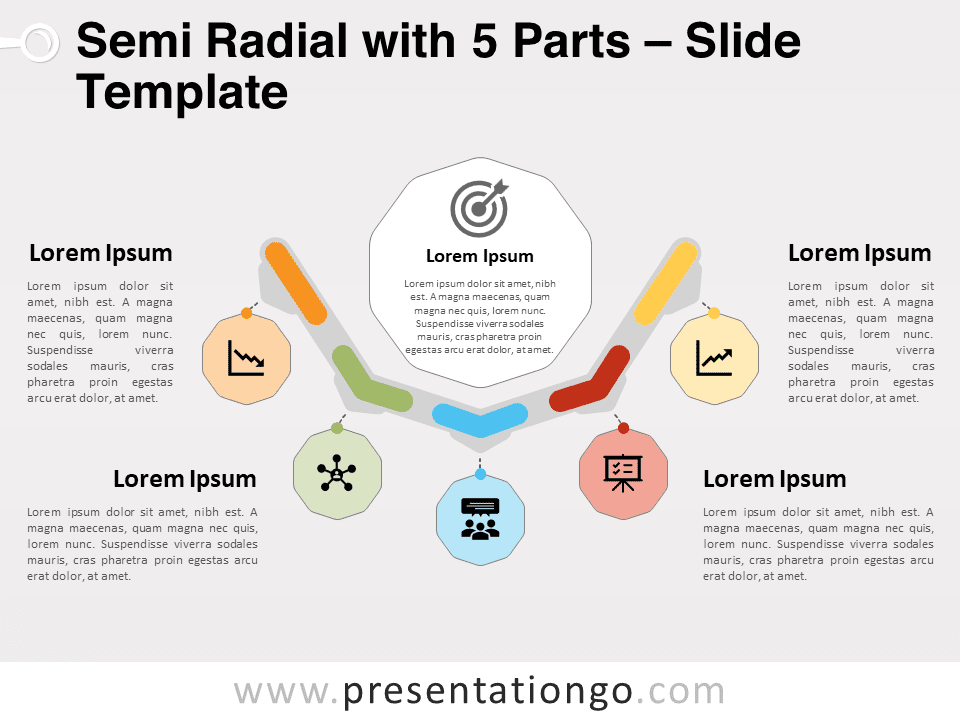Semi Radial Con 5 Partes - Diagrama Gratis Para PowerPoint Y Google Slides