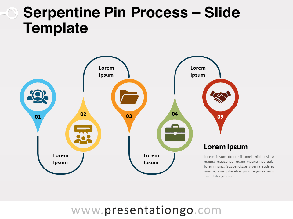Proceso de Pasador Serpenteante - Diagrama Gratis Para PowerPoint Y Google Slides