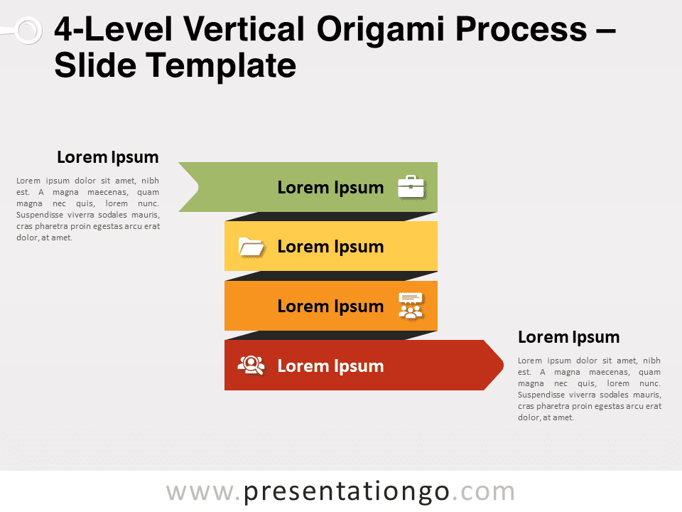 Proceso de Origami Vertical de 4 Niveles - Gráfico Gratis Para PowerPoint Y Google Slides