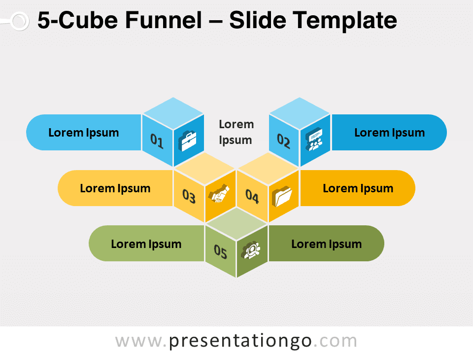 Embudo de 5 Cubos - Gráfico Gratis Para PowerPoint Y Google Slides