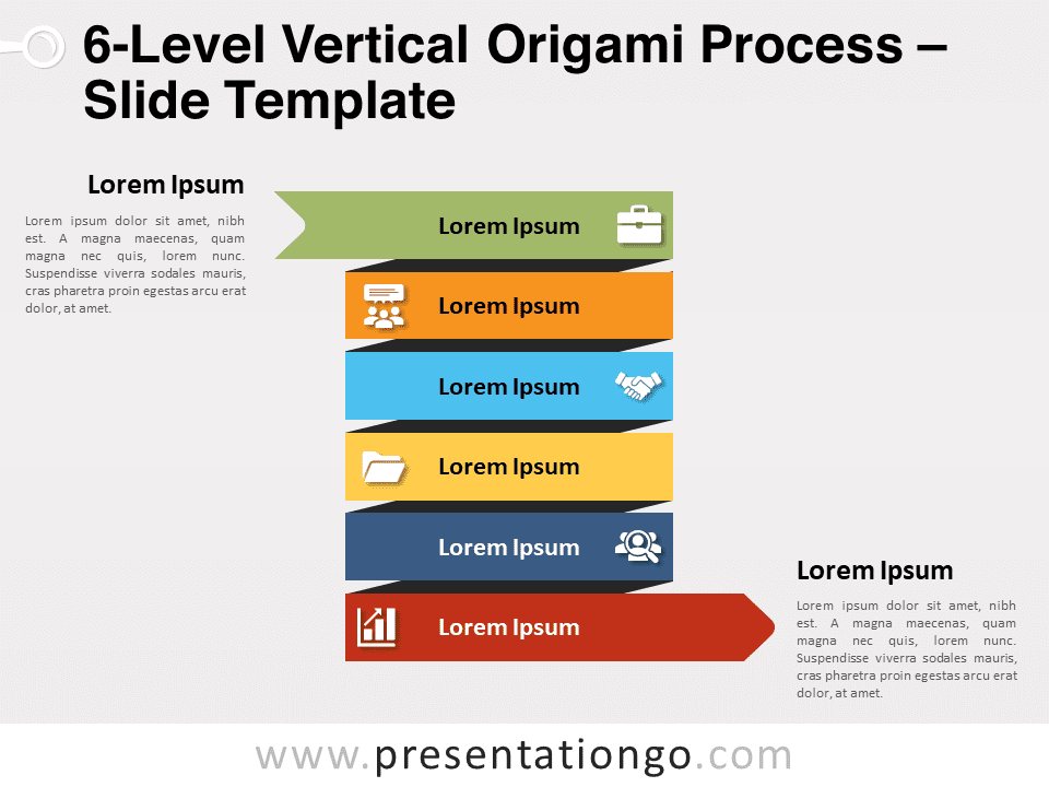 Proceso de Origami Vertical de 6 Niveles - Gráfico Gratis Para PowerPoint Y Google Slides