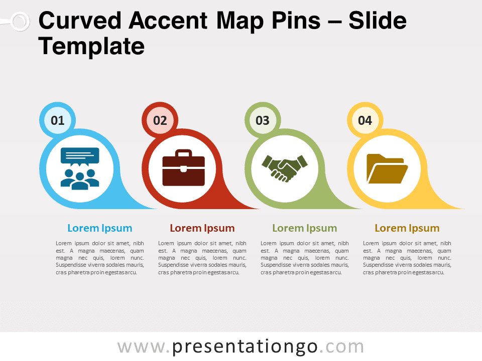 Pines de Mapa Acentuados Curvados - Diagrama Gratis Para PowerPoint Y Google Slides