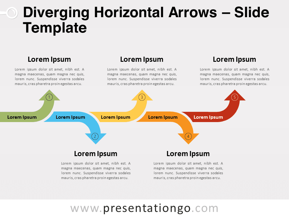 Flechas Horizontales Divergentes - Diagrama Gratis Para PowerPoint Y Google Slides