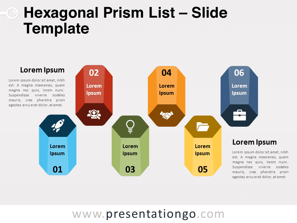 Lista de Prisma Hexagonal - Gráfico Gratis Para PowerPoint Y Google Slides