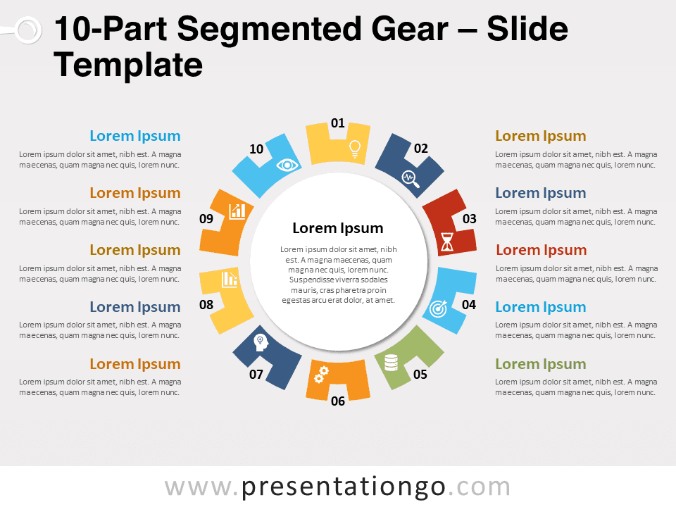 Engranaje Segmentado de 10 Partes - Diagrama Gratis Para PowerPoint Y Google Slides