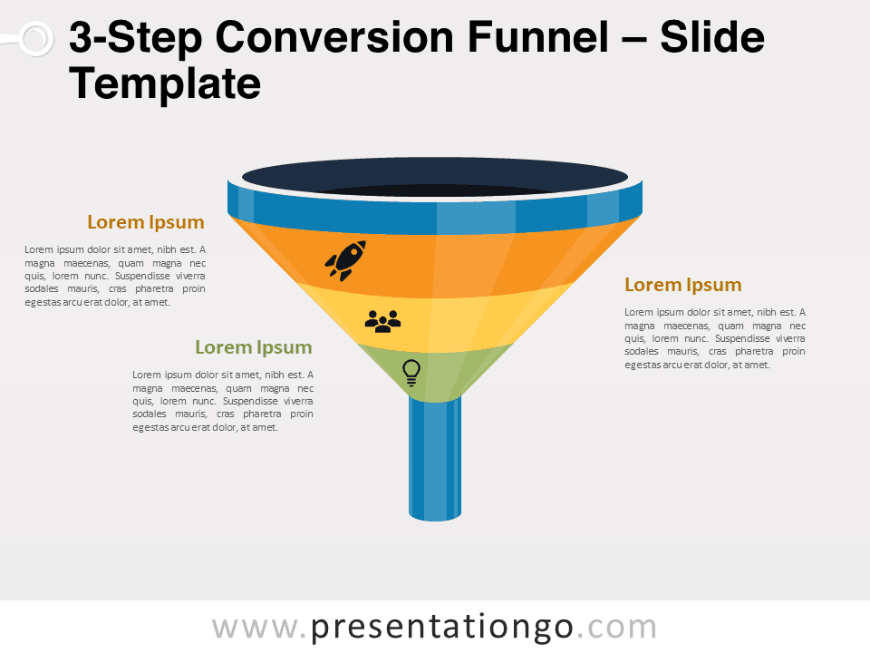 Embudo de Conversión de 3 Pasos - Diagrama Gratis Para PowerPoint Y Google Slides