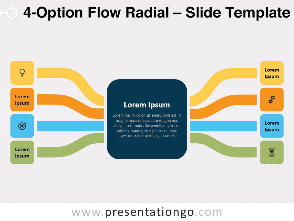 Flujo Radial de 4 Opciones - Diagrama Gratis Para PowerPoint Y Google Slides