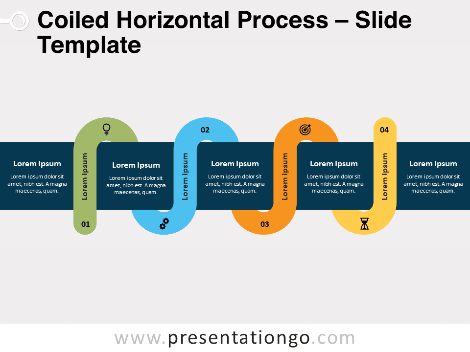 Proceso Enrollado Horizontal - Diagrama Gratis Para PowerPoint Y Google Slides