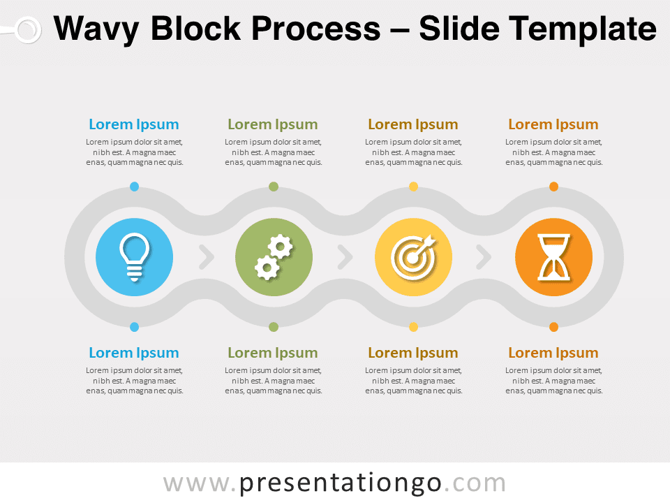 Proceso de Bloque Ondulado - Diagrama Gratis Para PowerPoint Y Google Slides