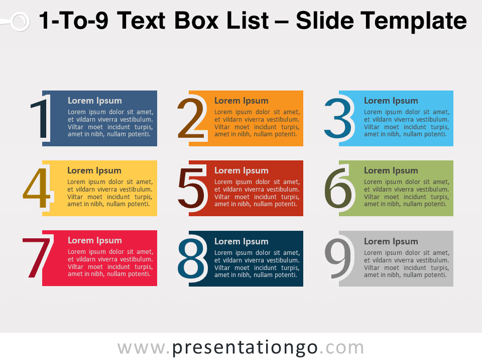 Lista de Cajas de Texto Del 1 Al 9 - Gráfico Gratis Para PowerPoint Y Google Slides