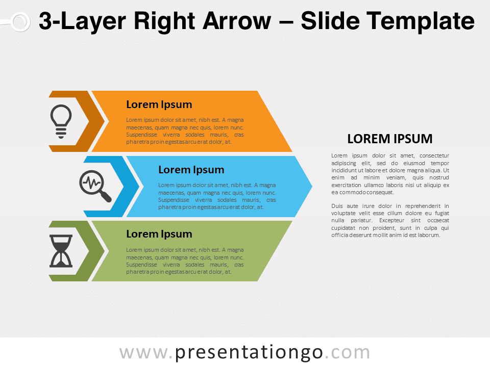 Flecha Derecha de 3 Capas - Diagrama Gratis Para PowerPoint Y Google Slides