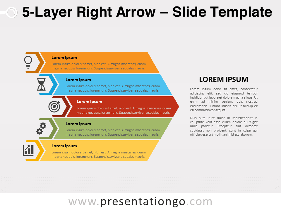 Flecha Hacia la Derecha de 5 Capas - Diagrama Gratis Para PowerPoint Y Google Slides
