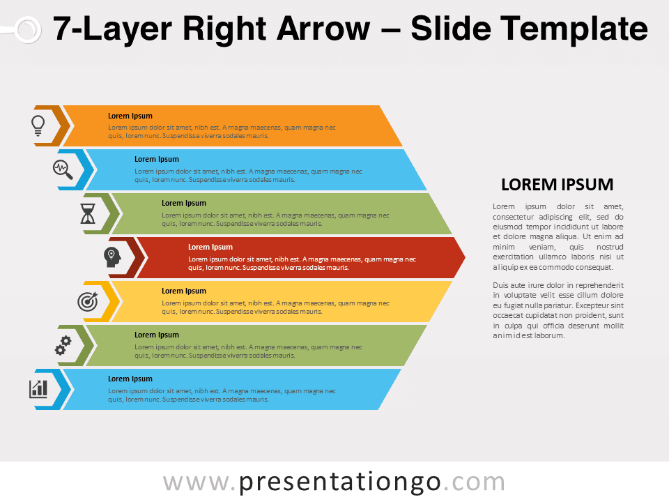 Flecha Derecha de 7 Capas - Diagrama Gratis Para PowerPoint Y Google Slides