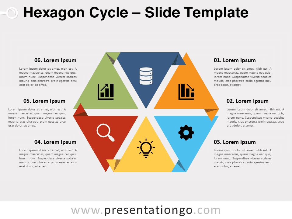 Ciclo de Hexágonos - Diagrama Gratis Para PowerPoint Y Google Slides
