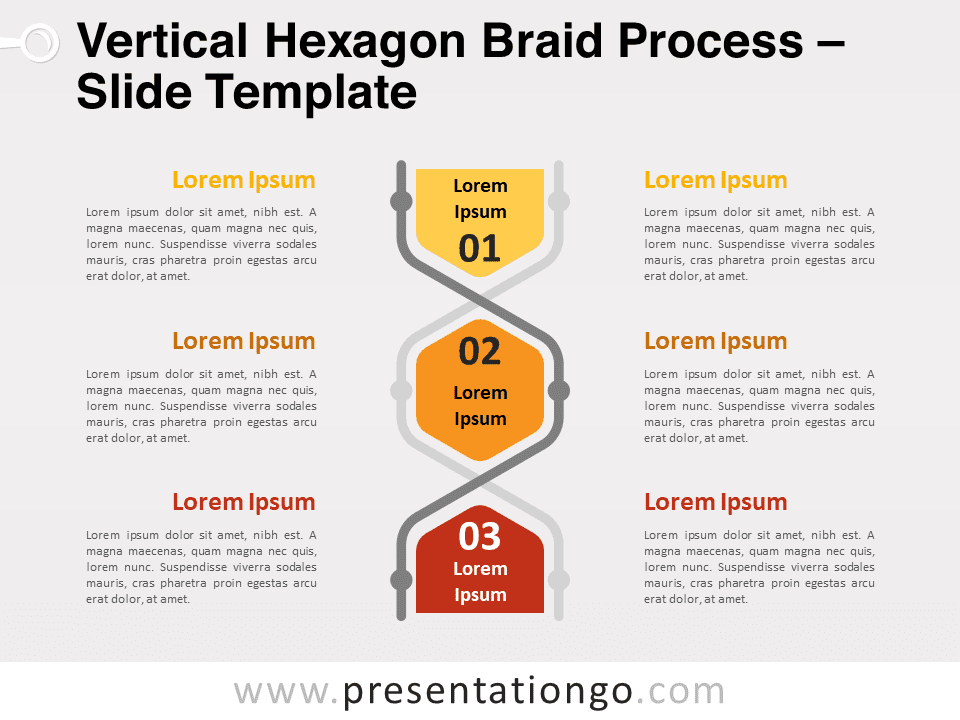 Proceso de Trenza de Hexágonos Vertical - Gráfico Gratis Para PowerPoint Y Google Slides
