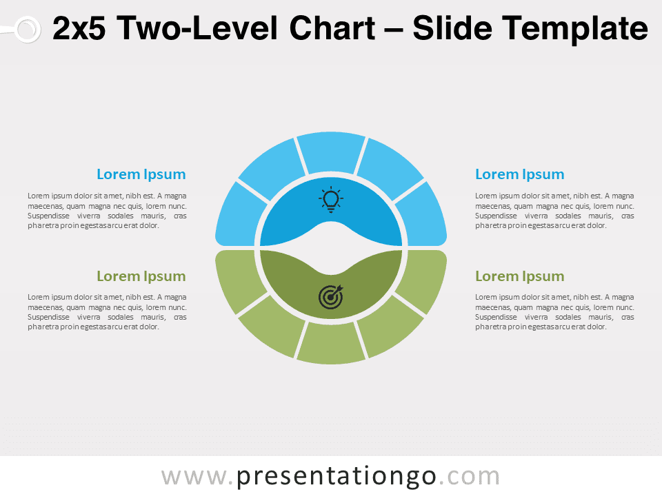 Gráfico de Dos Niveles de 2x5 Gratis Para PowerPoint Y Google Slides