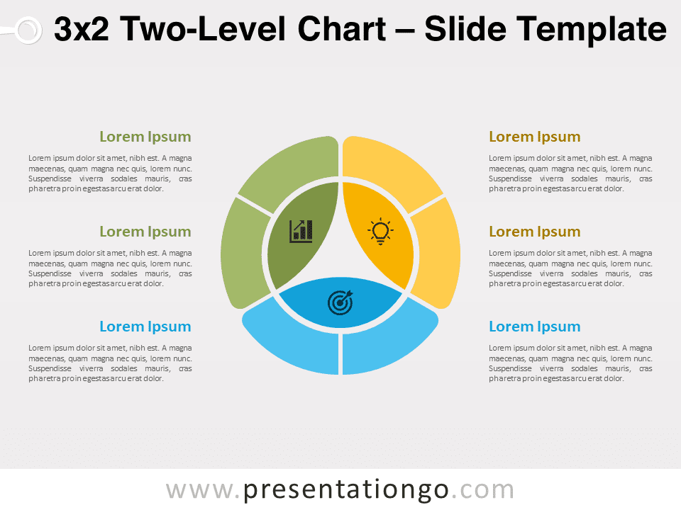 Gráfico de Dos Niveles 3x2 Gratis Para PowerPoint Y Google Slides
