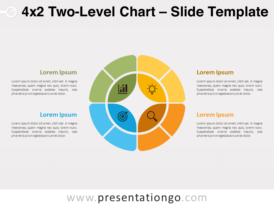 Gráfico de Dos Niveles 4x2 Gratis Para PowerPoint Y Google Slides
