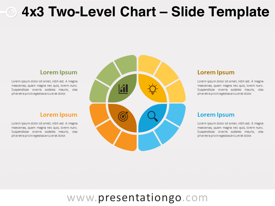 Gráfico de Dos Niveles 4x3 Gratis Para PowerPoint Y Google Slides