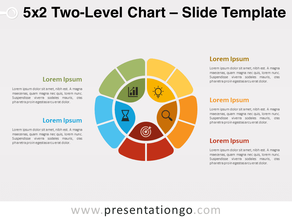 Gráfico de Dos Niveles 5x2 Gratis Para PowerPoint Y Google Slides