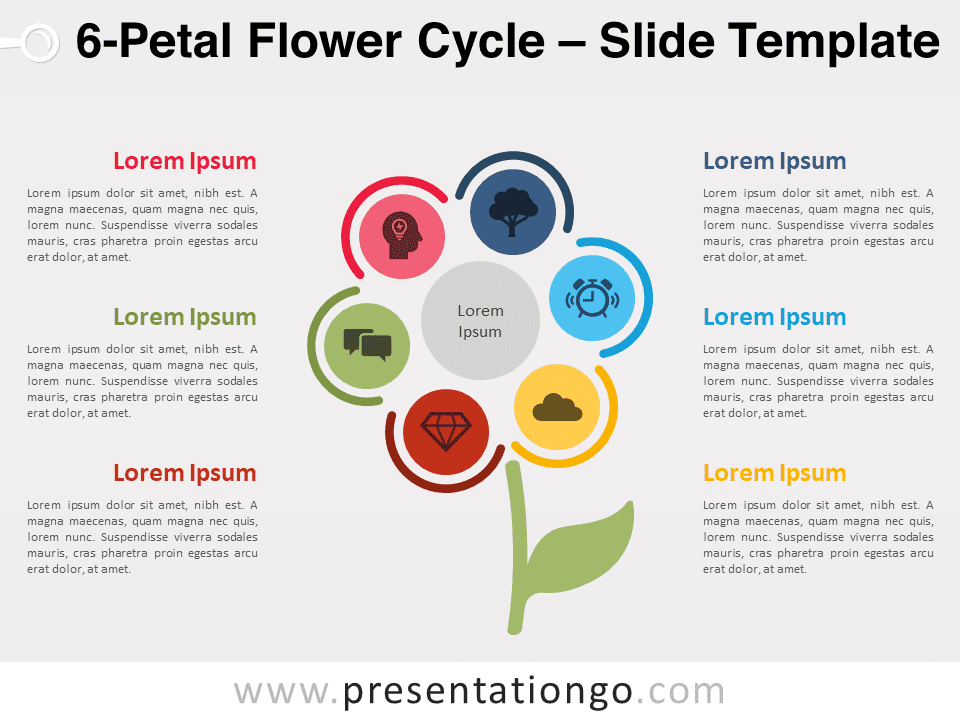 Ciclo de Flor de 6 Pétalos - Gráfico Gratis Para PowerPoint Y Google Slides