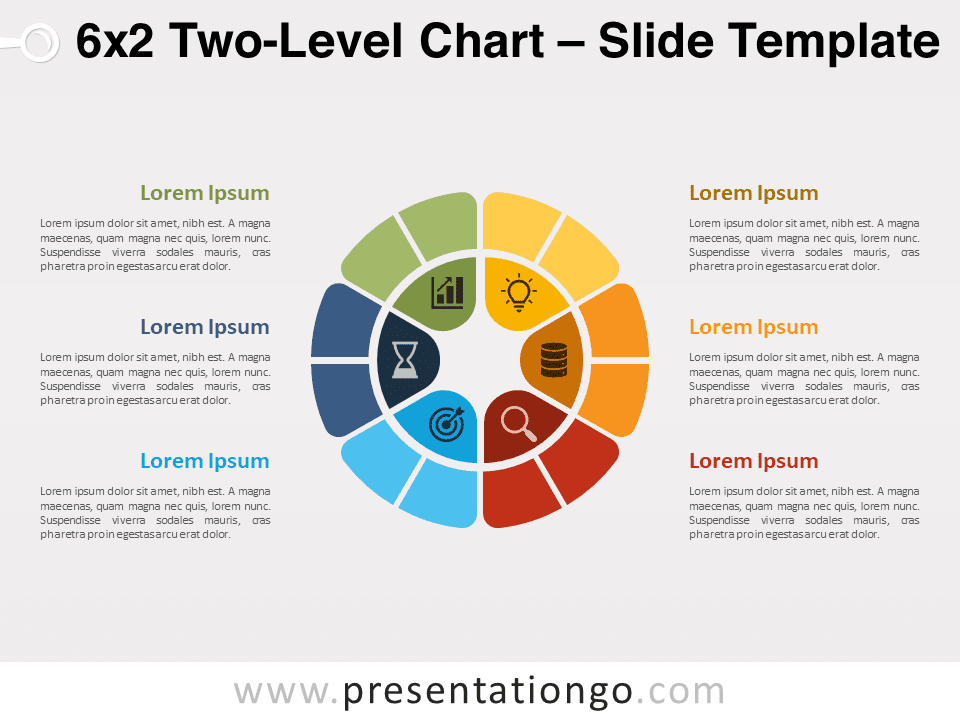 Gráfico de Dos Niveles 6x2 Gratis Para PowerPoint Y Google Slides