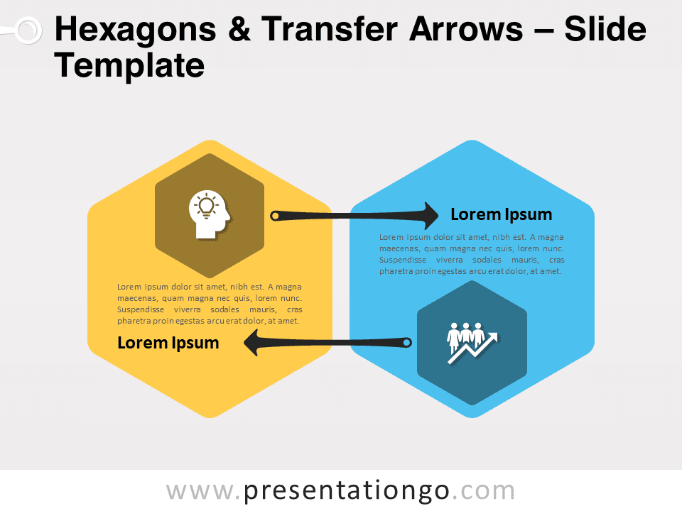Hexágonos Y Flechas de Transferencia - Gráfico Gratis Para PowerPoint Y Google Slides