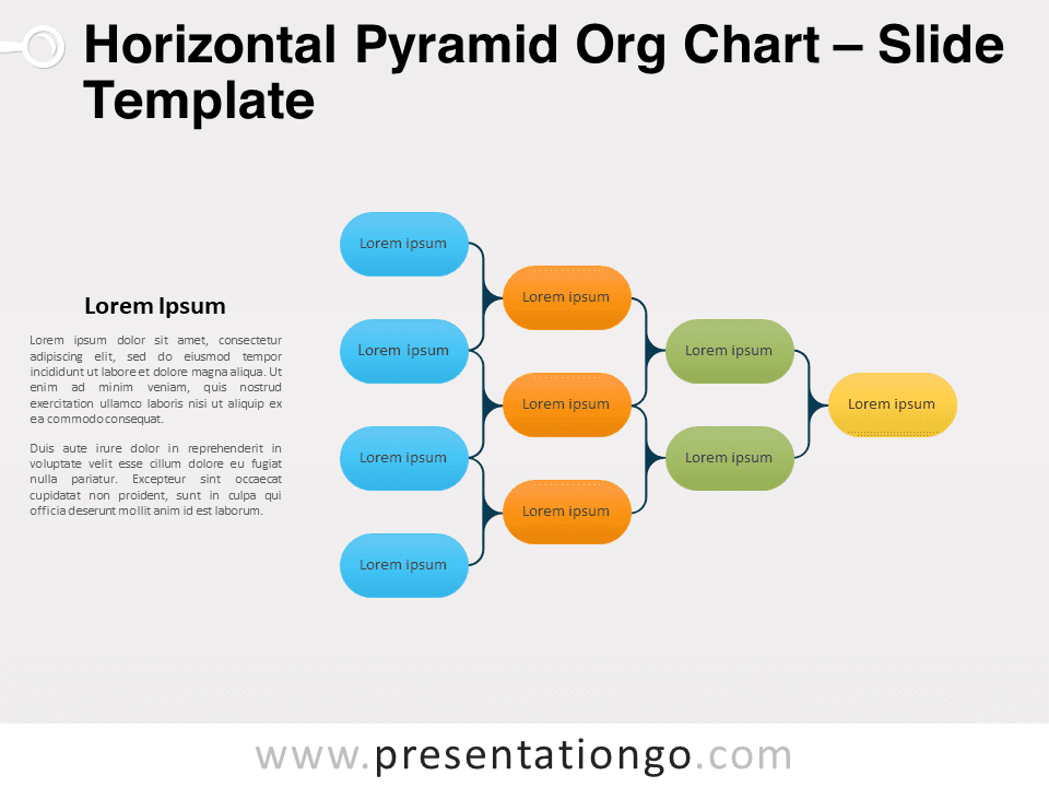 Organigrama Horizontal en Forma de Pirámide - Diagrama Gratis Para PowerPoint Y Google Slides