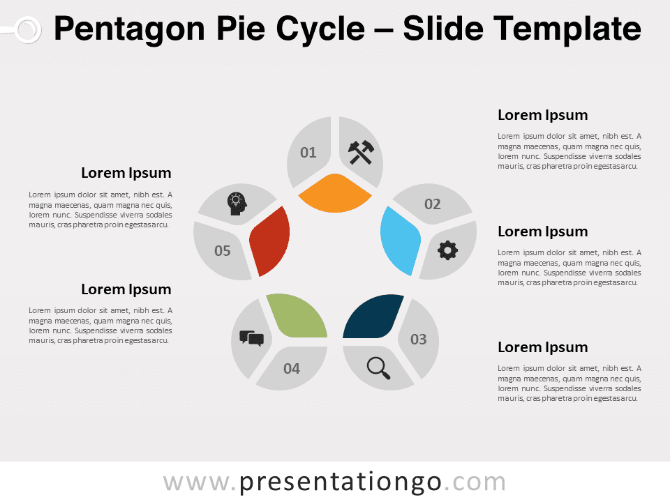 Gráfico Circular de Pentágono Gratis Para PowerPoint Y Google Slides