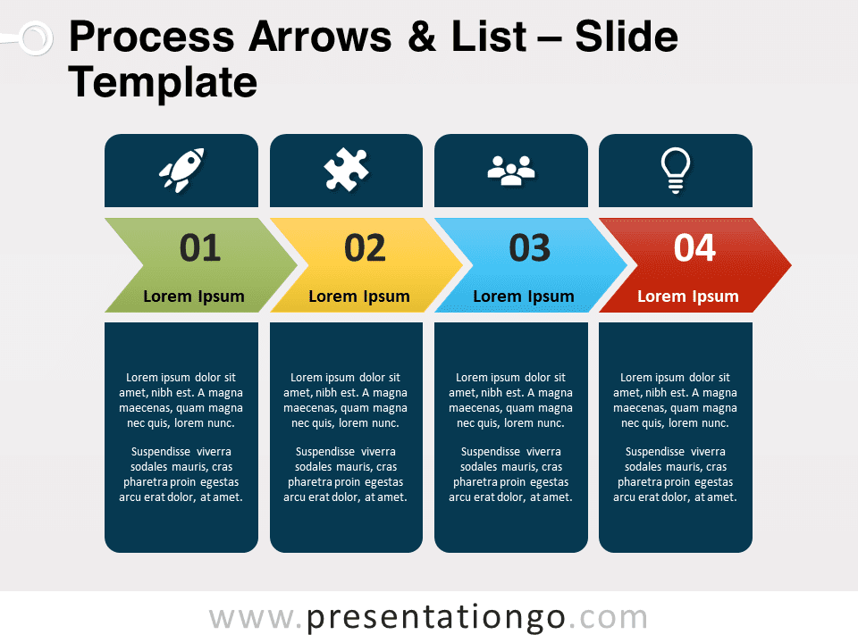 Proceso Con Flechas Y Lista - Gráfico Gratis Para PowerPoint Y Google Slides