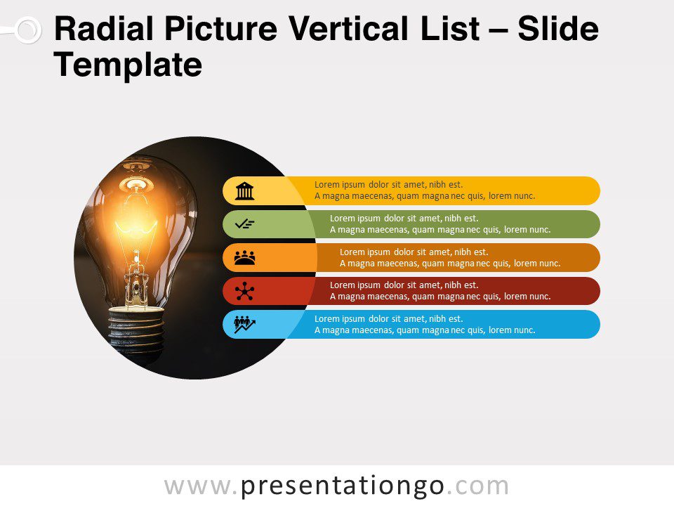 Lista Vertical Radial de Imagen - Gráfico Gratis Para PowerPoint Y Google Slides