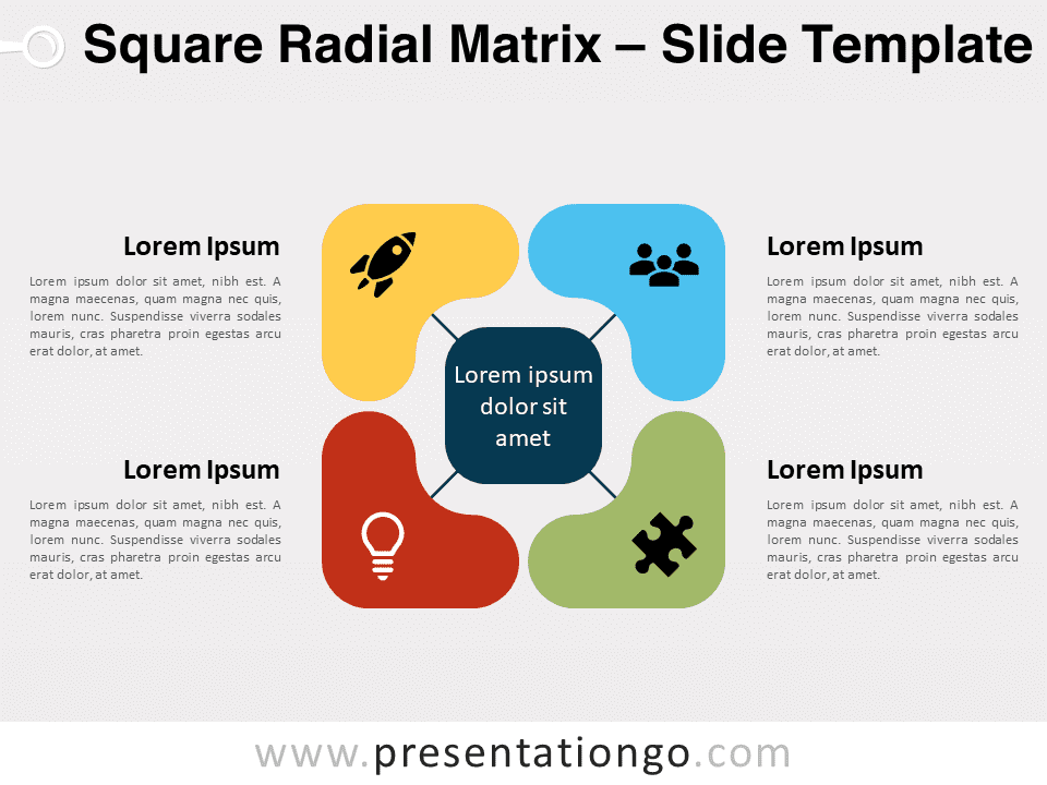Matriz Radial Cuadrada - Diagrama Gratis Para PowerPoint Y Google Slides